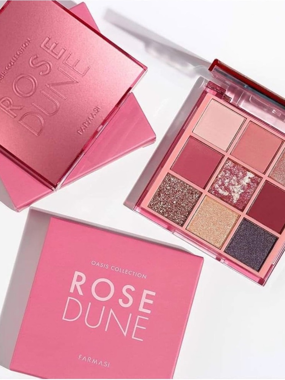 Farmasi Rose Dune Eyeshadow Palette — pinks, rose, gold & plum shimmers